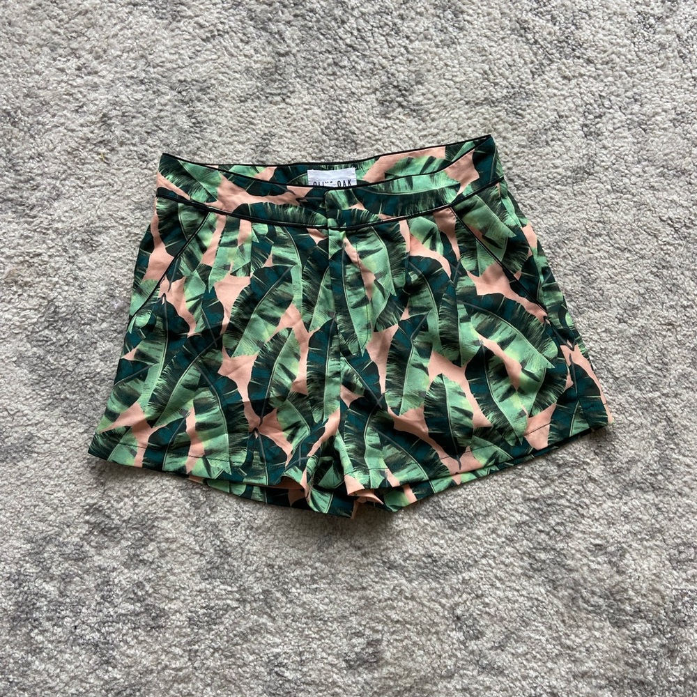 Olive + Oak palm leaf shorts